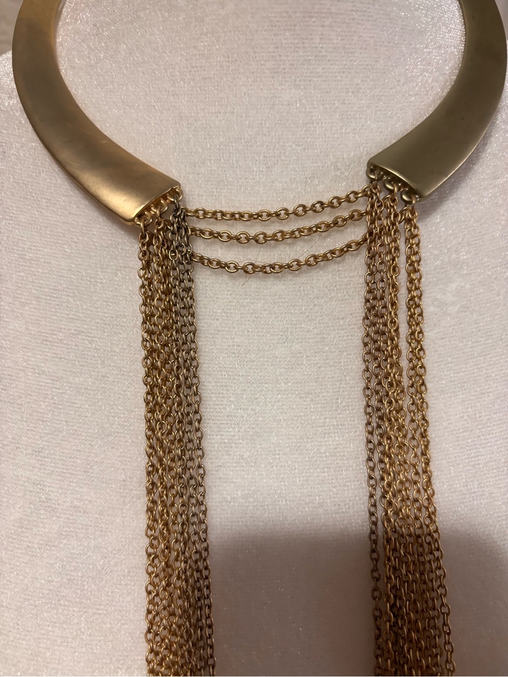 Guess Gold-Tone Multi Strand Collar Necklace with Chain Tassels